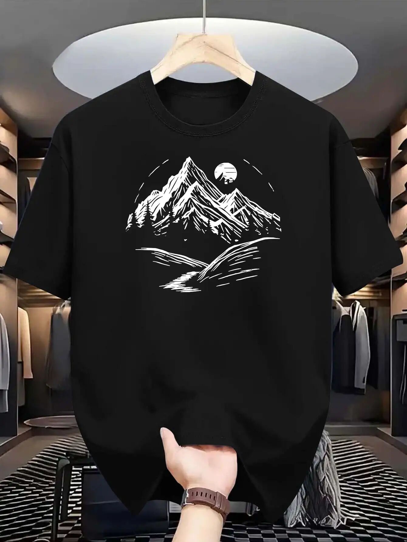 T-shirt Été Homme Avec Imprimé Lettres Pour Entraînement Et Extérieur thumbnail 1