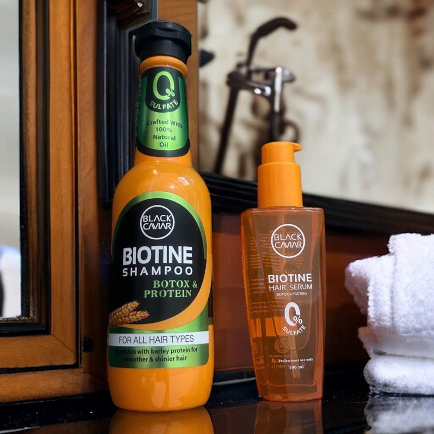 Shampoing Biotine Botox Et Protéine + Sérum Sans Sulfate