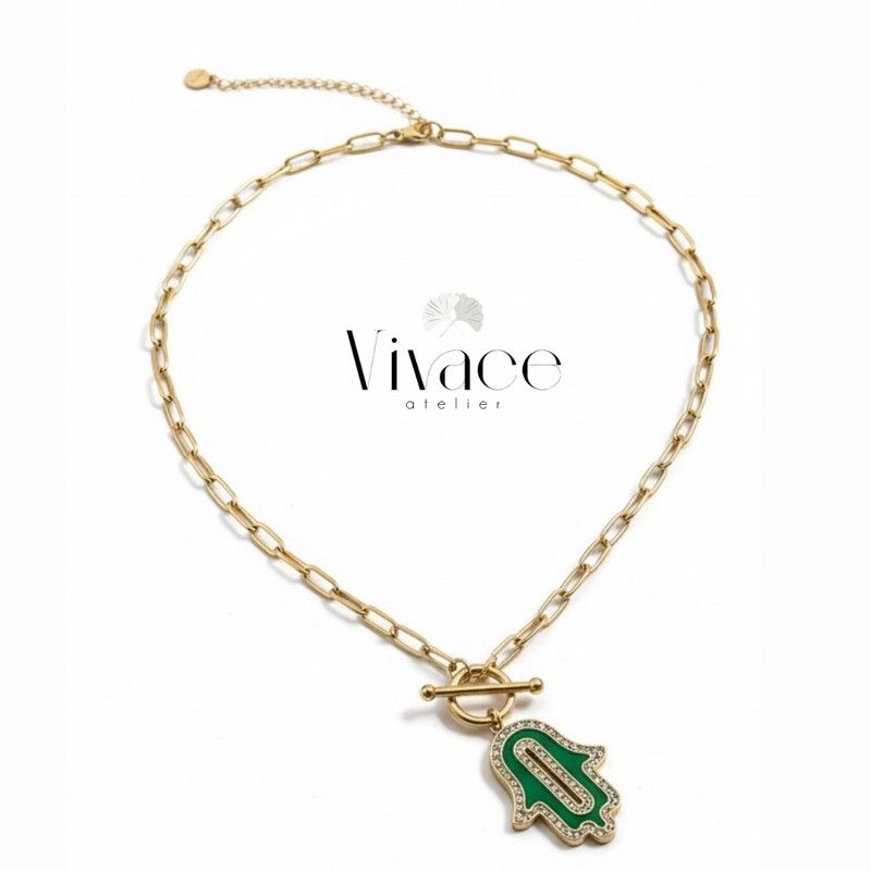Collier Khmissa Verte