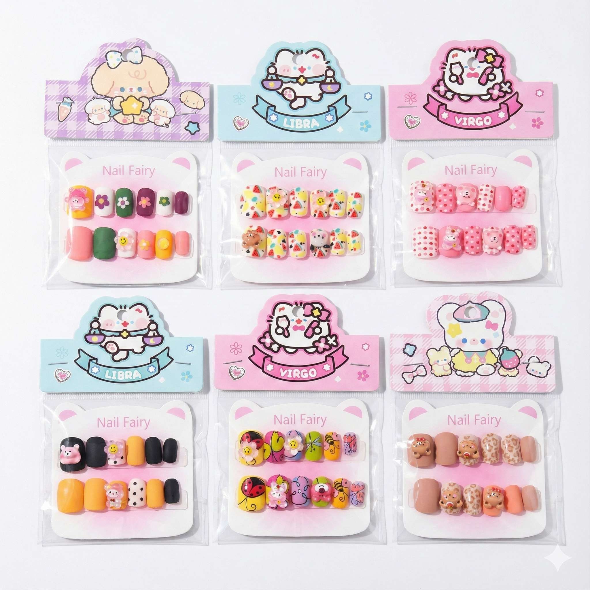 Ongles Autocollants Kawaii – Modèles Enfant – Nail Fairy Une Pièce Aléatoire