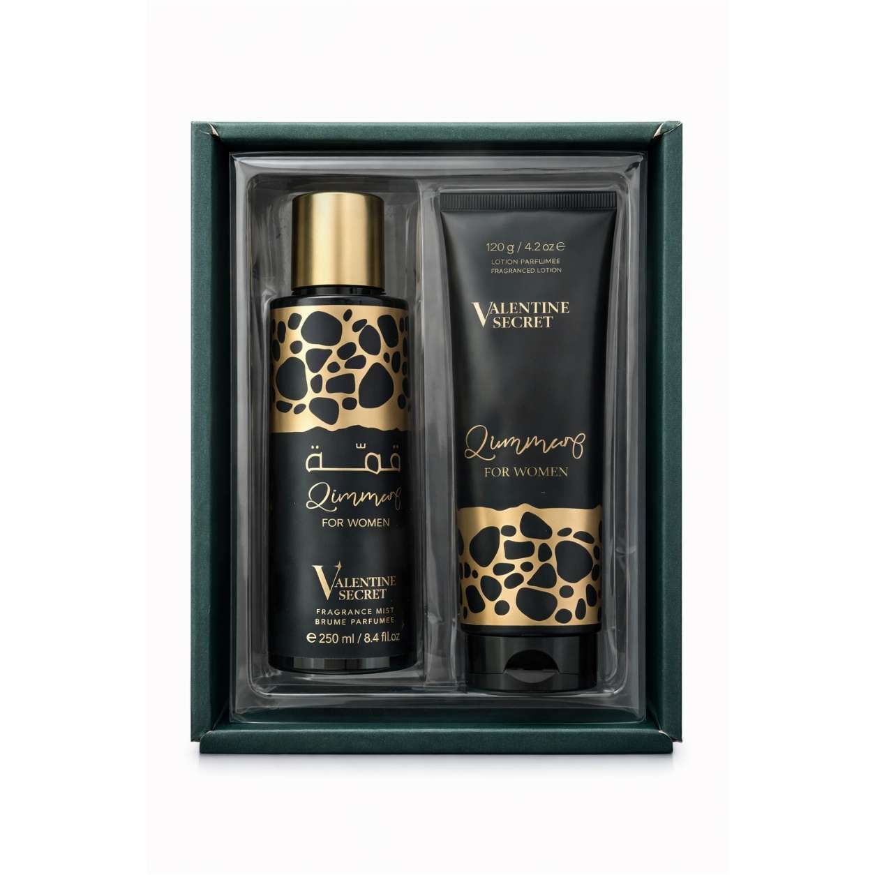 Coffret Valentine Secret – Qimma Femme – Brume Parfumée 250 Ml + Lotion Parfumée 120 G