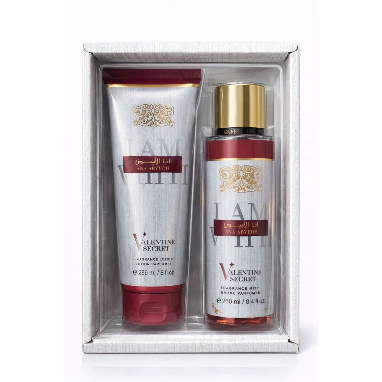 Coffret Valentine Secret Ana Abyedh – Lotion Parfumée 236 Ml + Brume Parfumée 250 Ml, Idée Cadeau Femme