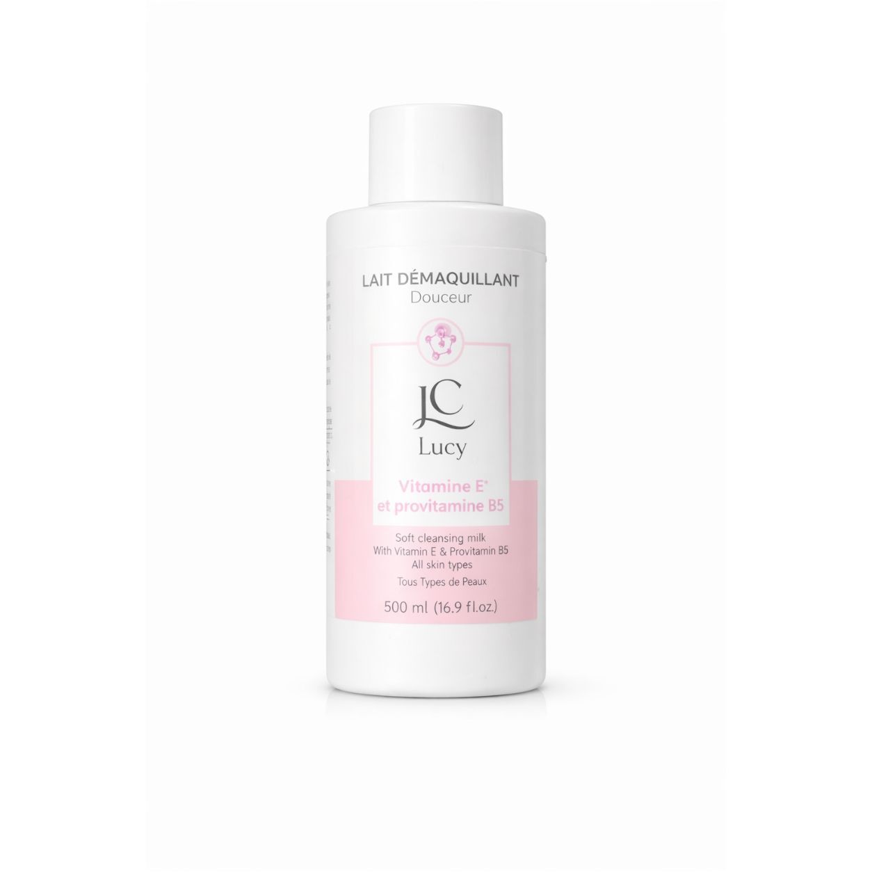 Jc Lucy Lait Démaquillant Douceur À La Vitamine E & Provitamine B5 – Tous Types De Peaux – 500 Ml