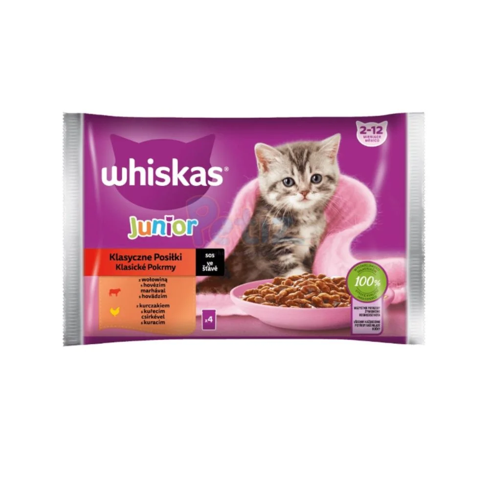 Alimentation Humide En Sauce Pour Chatons – Bœuf Et Poulet – 4 X 85 G