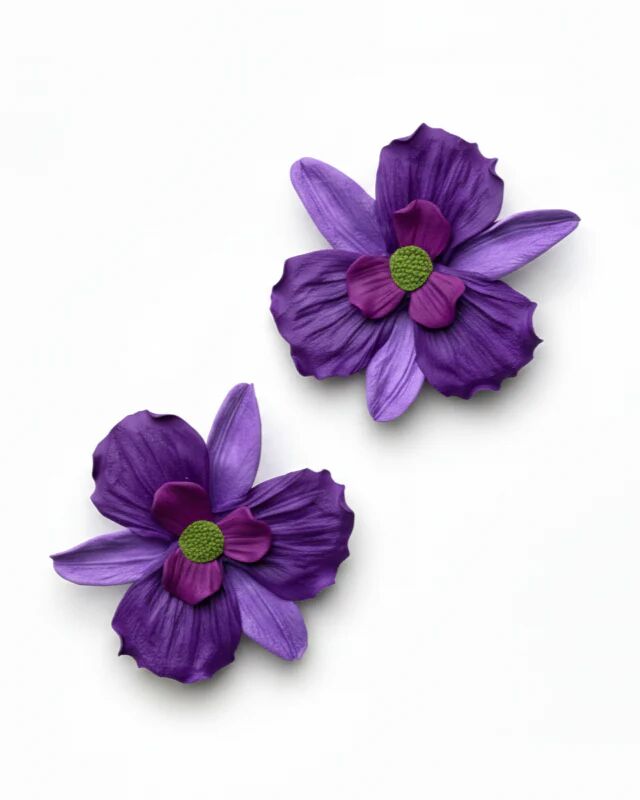 Deep Purple Orchid Earrings