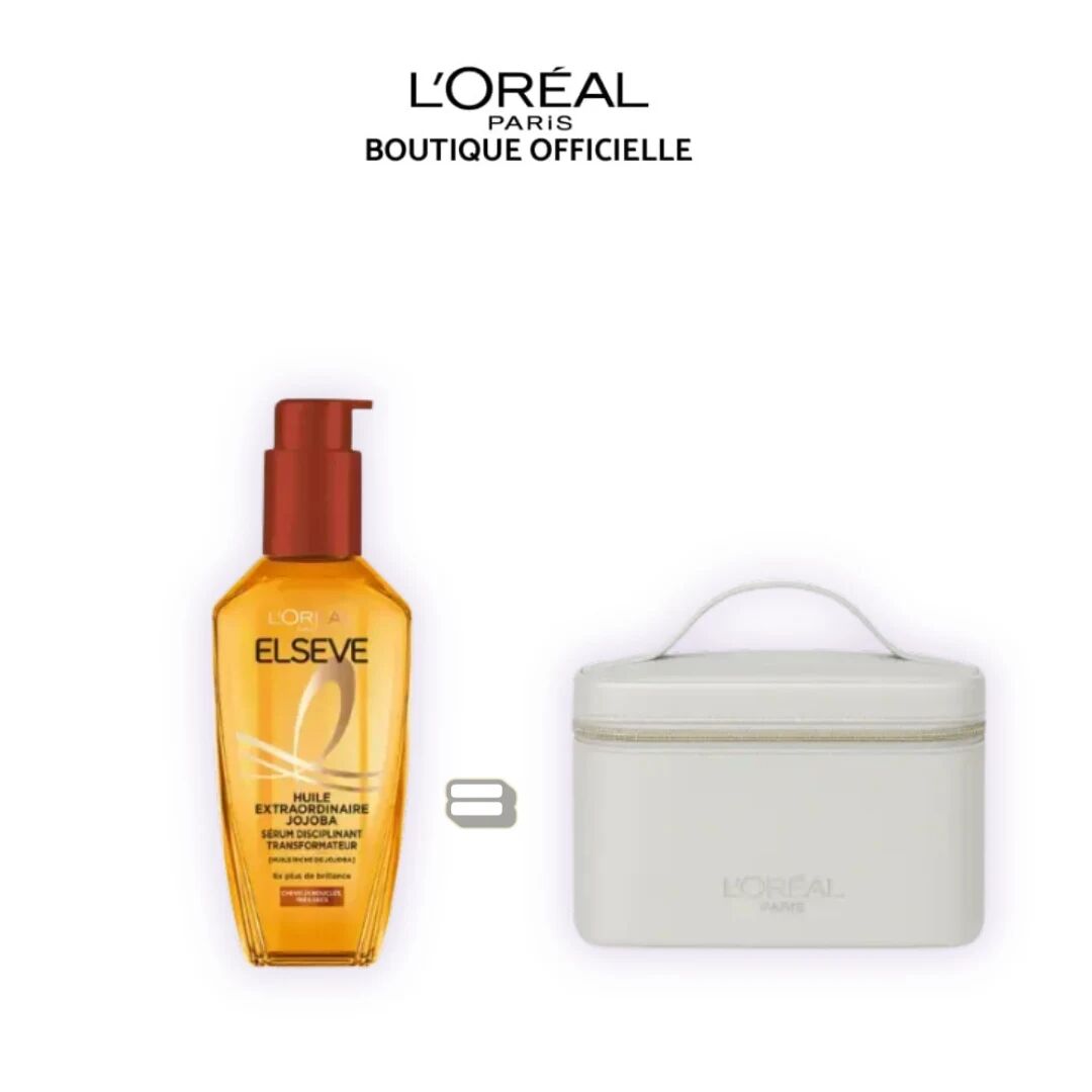 Elseve Huile Extraordinaire Jojoba – Sérum Capillaire 100ml + Vanity Offerte – Offre Hydratation & Brillance thumbnail 1