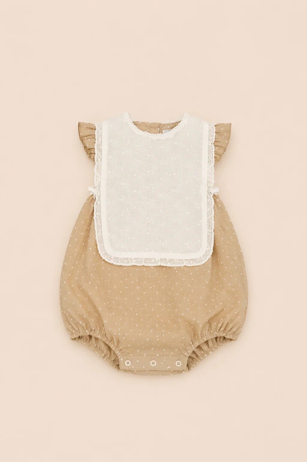 Barboteuse Beige À Pois – Douceur & Charme Intemporel thumbnail 2