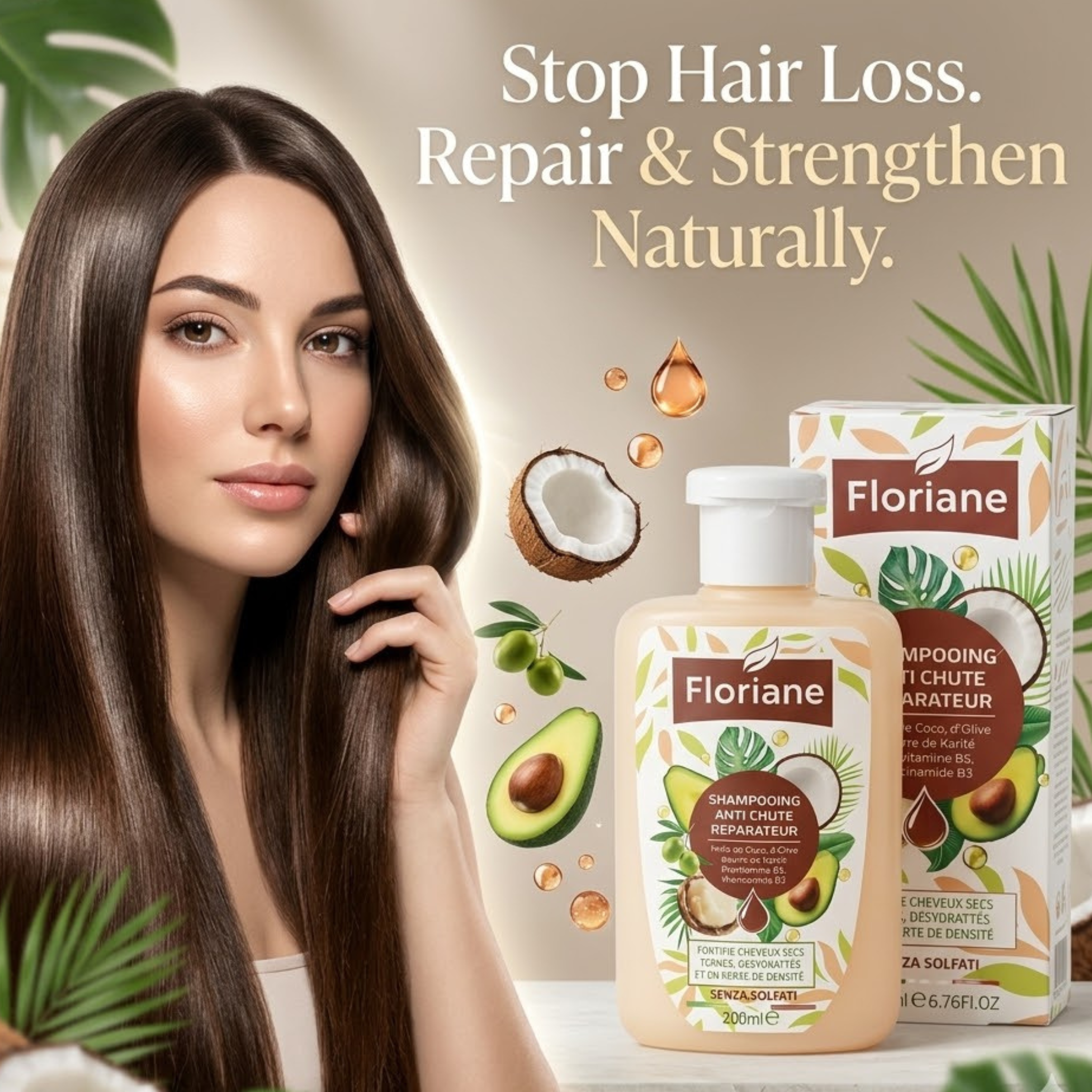 Shampooing Anti-chute Réparateur – Cheveux Secs & Fragiles, Sans Sulfates