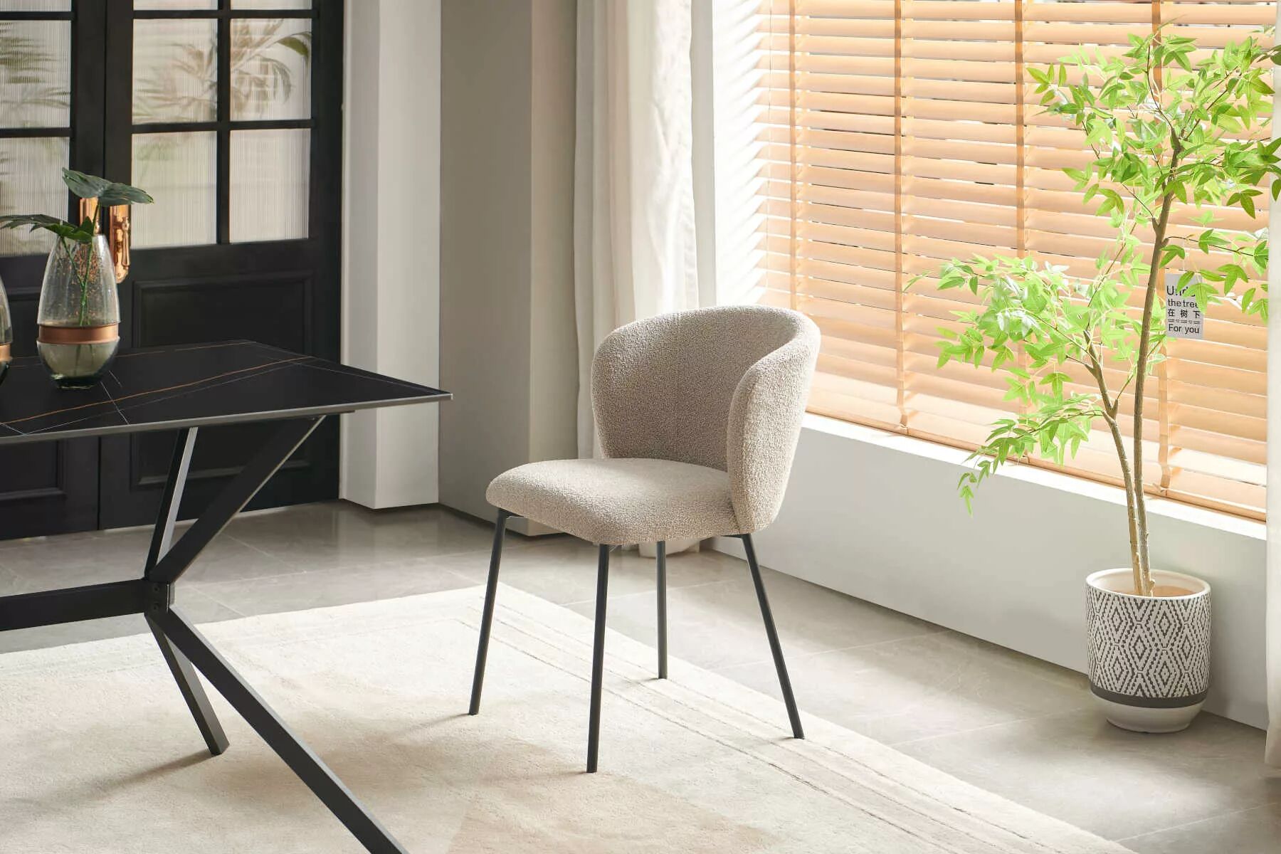 Lily Chaise En Tissus Bouclette