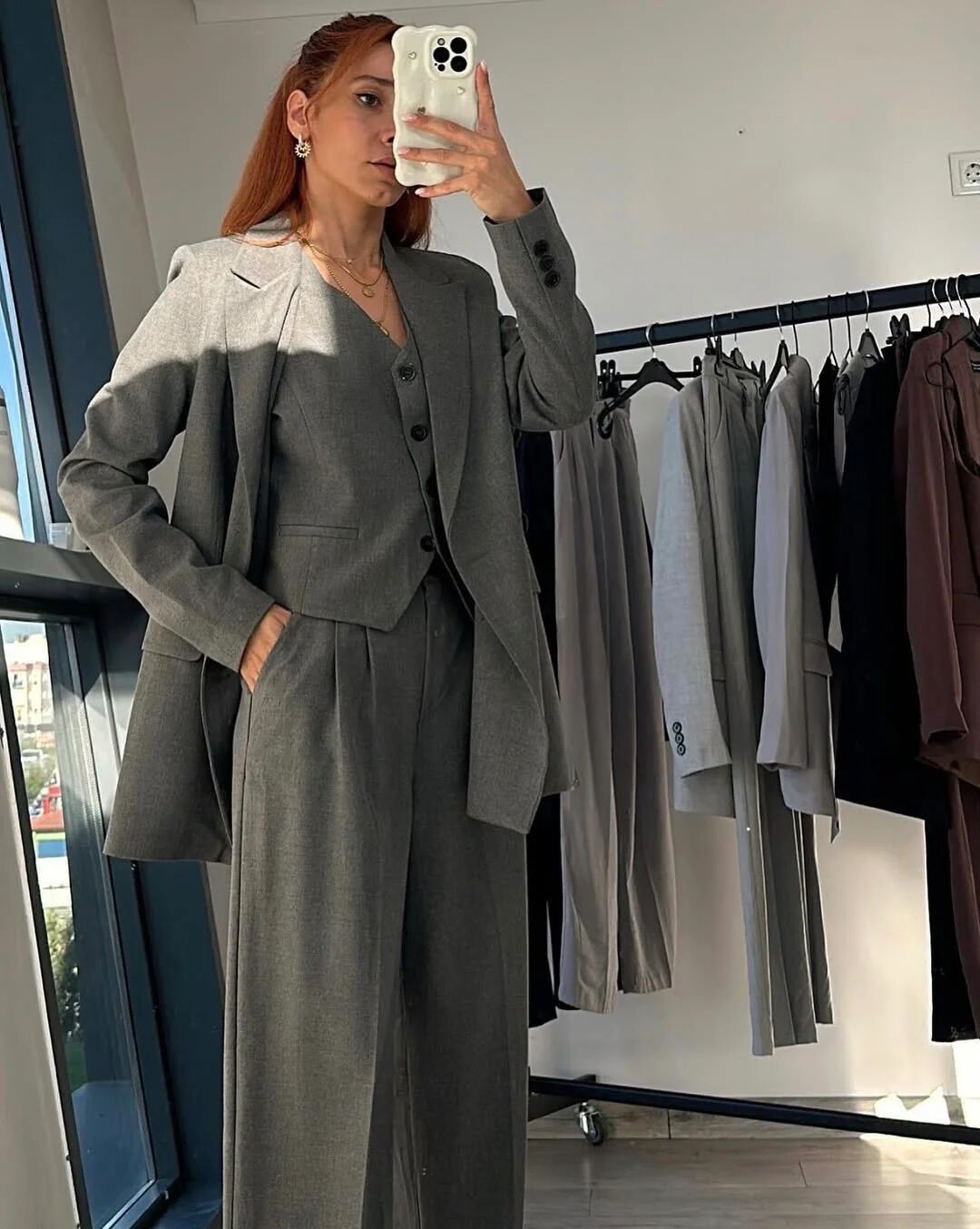 Ensemble Tailleur 3 Pièces - Gris Chiné