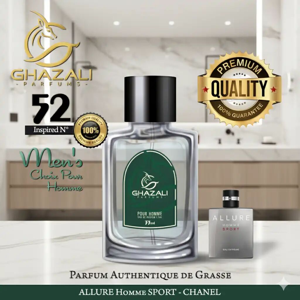 Parfum Ghazali N°52 - Inspiré De Allure Homme Sport - Chanel - Qualité Premium De Grasse.