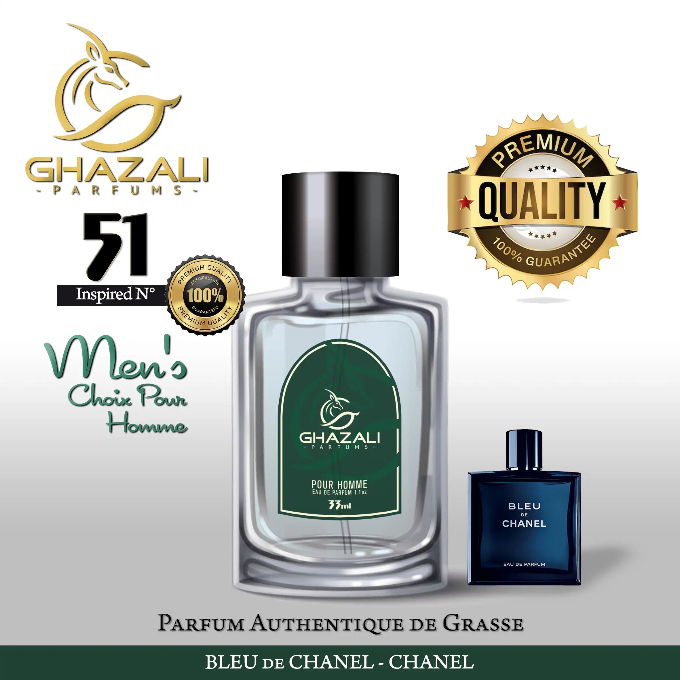 Parfum Ghazali N°51 - Inspiré De Bleu De Chanel - Chanel - Qualité Premium De Grasse.