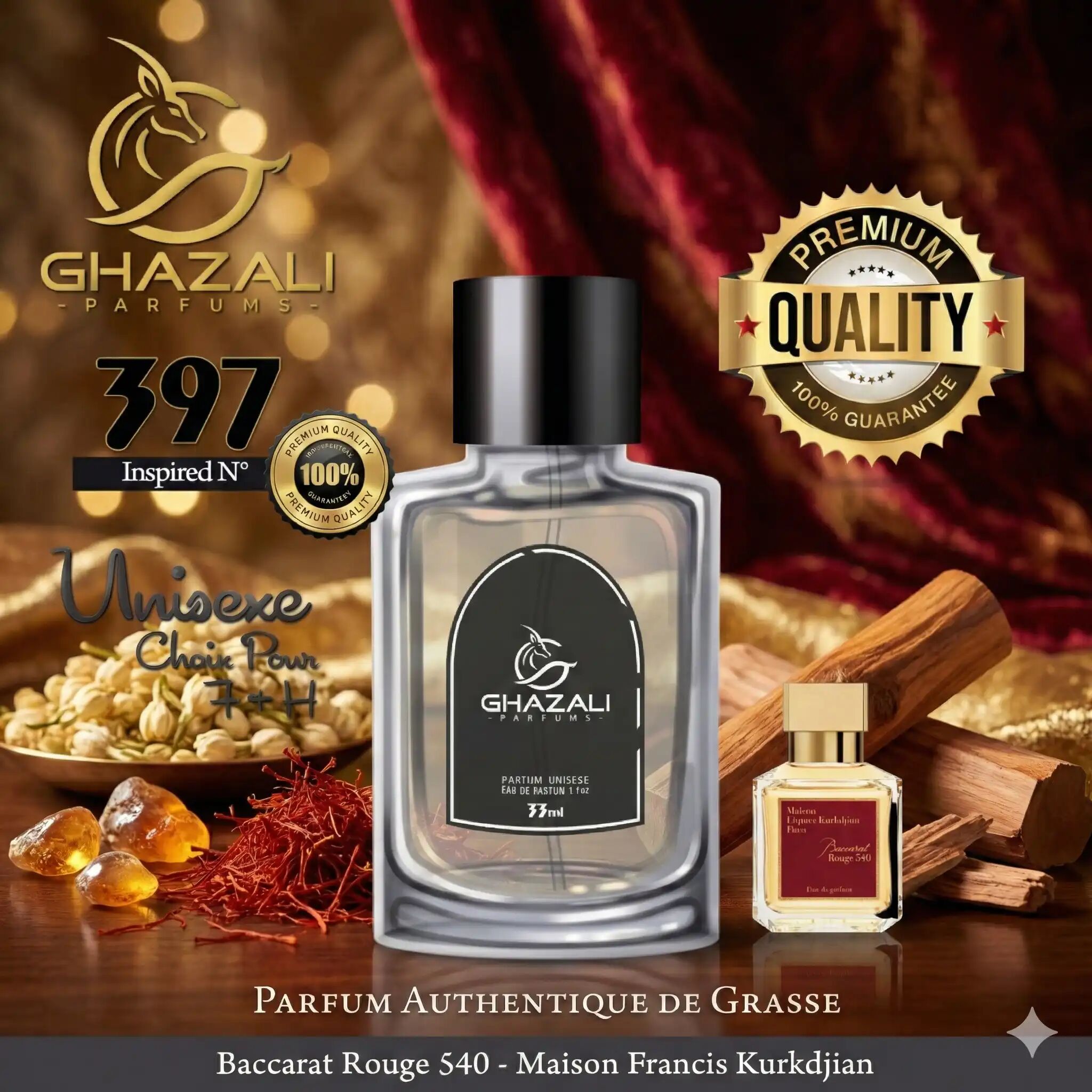 Parfum Ghazali N°397 - Inspiré De Baccarat Rouge 540 Par Maison Francis Kurkdjian - Qualité Premium De Grasse.
