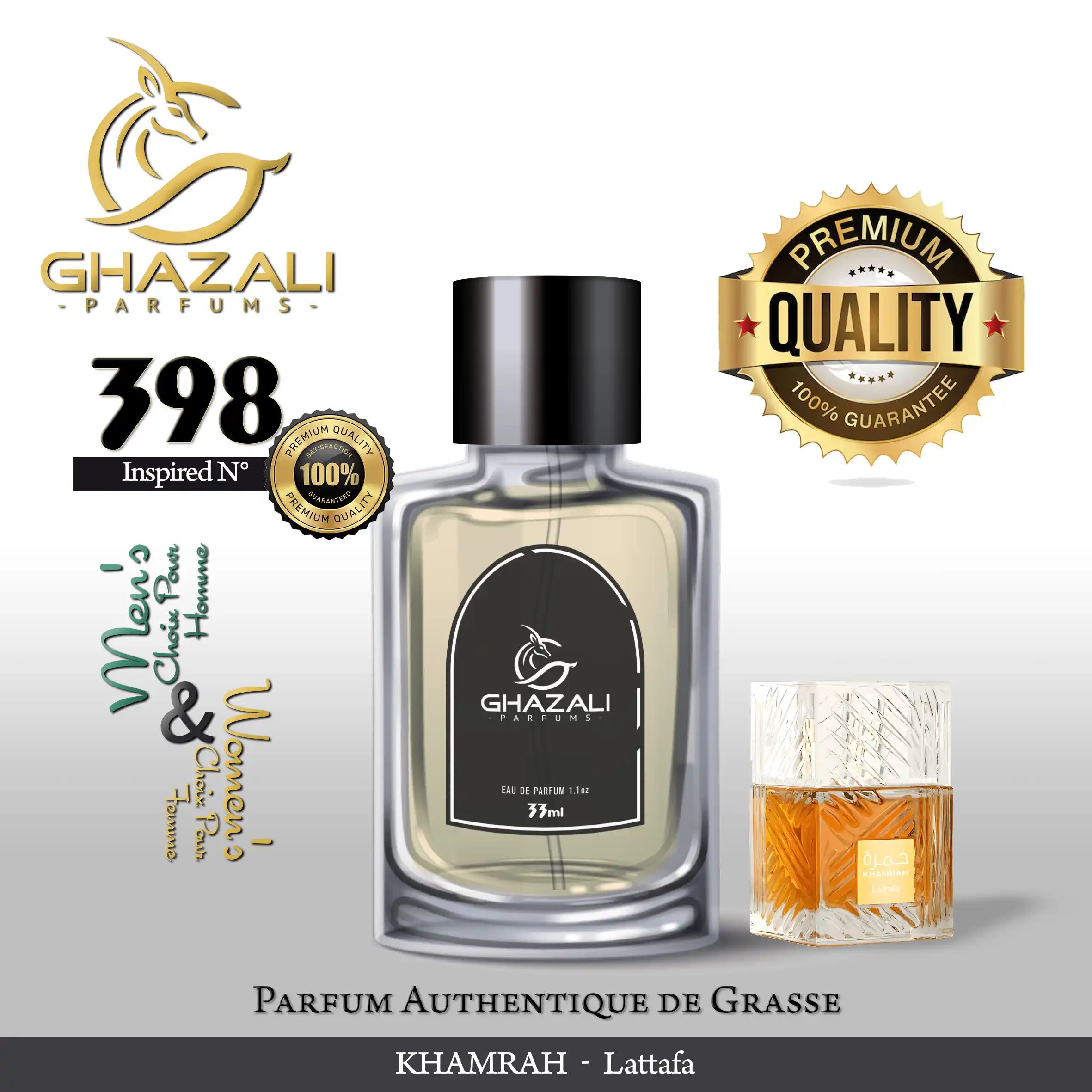 Parfum Ghazali N°398 - Inspiré De Khamrah - Lattafa - Qualité Premium De Grasse.