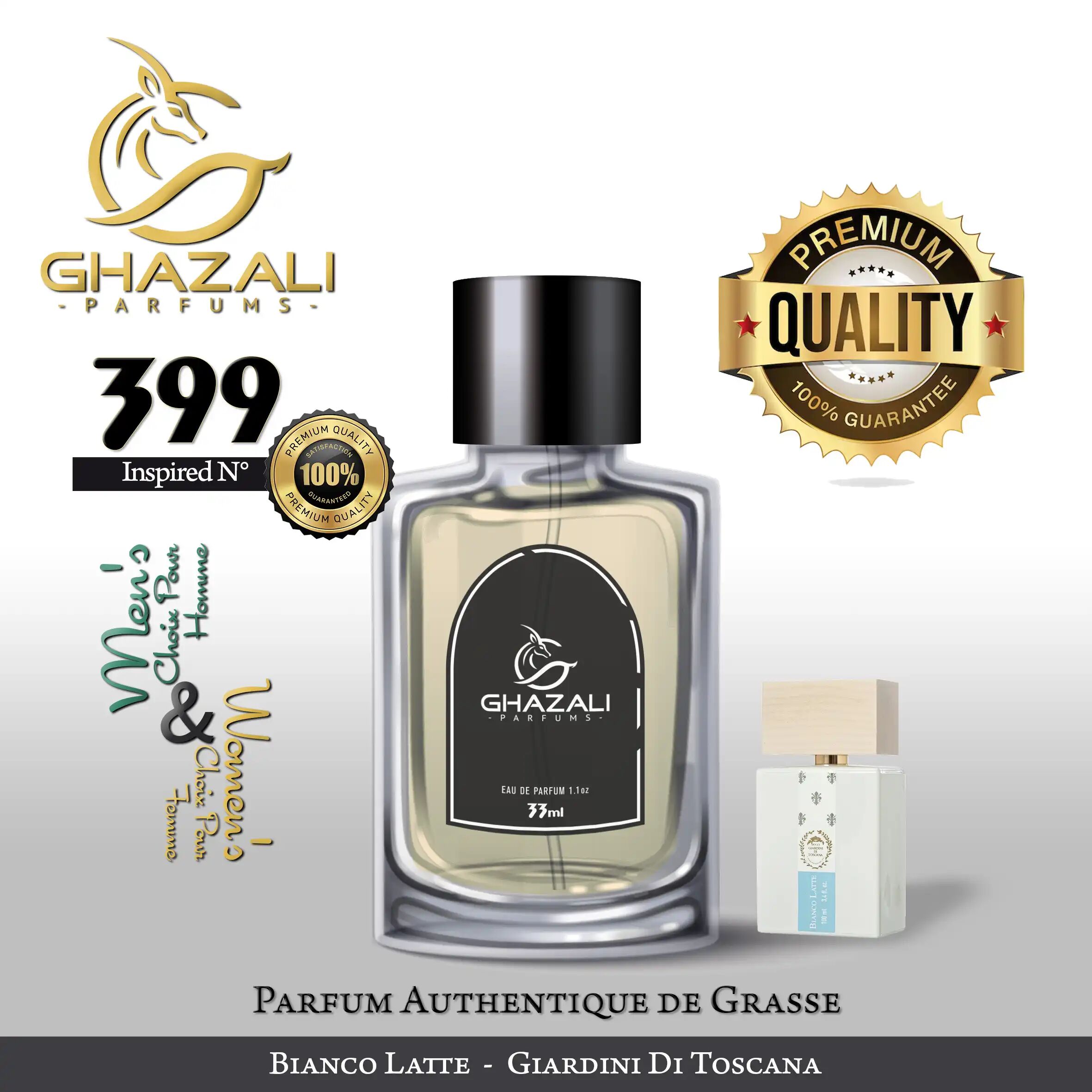 Parfum Ghazali N°399 - Inspiré De Bianco Latte - Giardini Di Toscana Qualité Premium De Grasse.