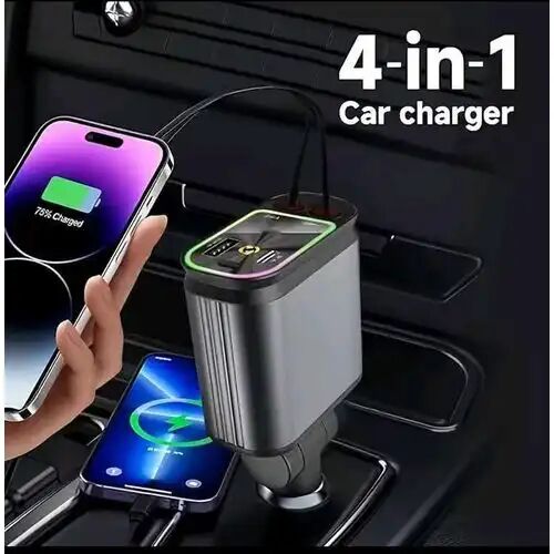 Chargeur Voiture Rétractable Usb C Éclairage Étoilé