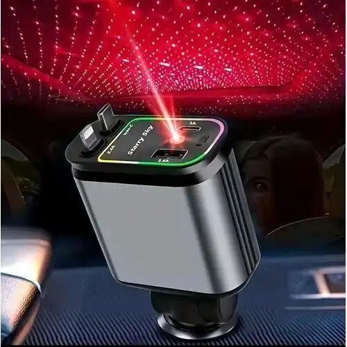 Chargeur Voiture Rétractable Usb C Éclairage Étoilé