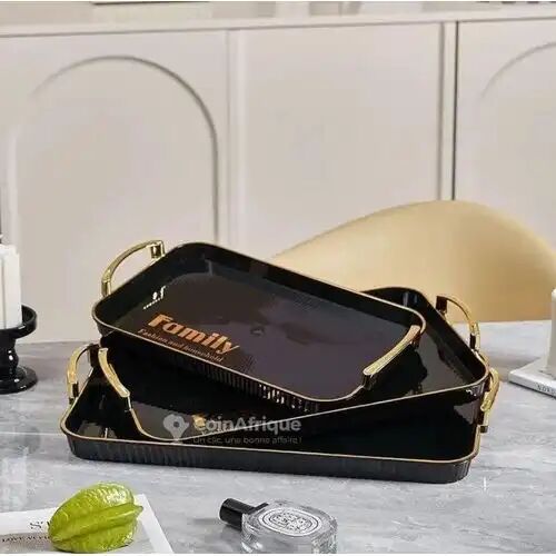 Set De 3 Plateaux En Plastiques Rectangulaire Multi-usages .