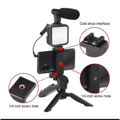Kit Vlogging Ay49 Avec Trépied, Micro Et Lumière Led
