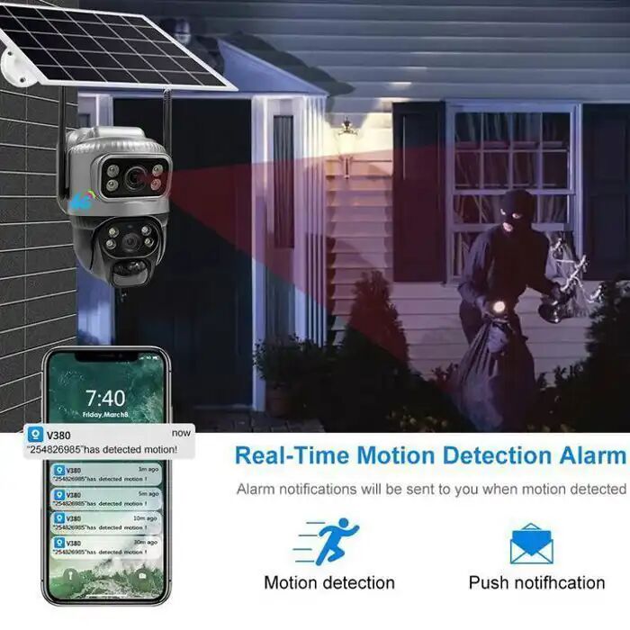 Camera De Surveillance Avec Panneau Solaire Extérieure Ip Double À Batterie Basse