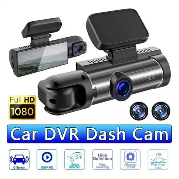 Camera De Tableau De Bord Avant Et Intérieur Super Hd 1080p, Enregistreur De Conduite Dvr De Voiture Grand Angle Avec Ventouse