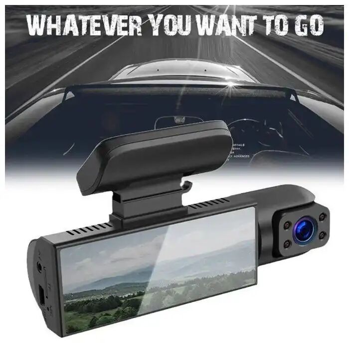 Camera De Tableau De Bord Avant Et Intérieur Super Hd 1080p, Enregistreur De Conduite Dvr De Voiture Grand Angle Avec Ventouse