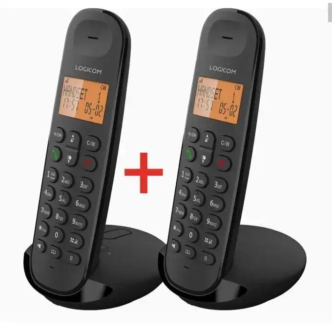 Logicom Téléphone Fixe Sans Fil Avec Répondeur Enregistreur - Duo - Téléphones Analogiques Et Dect - Noir