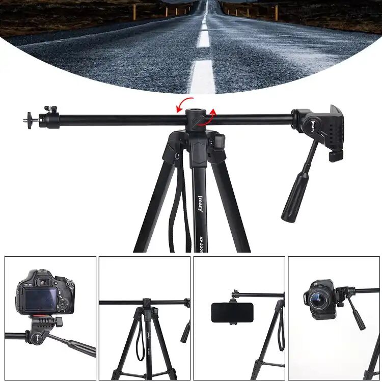 Trépied Professionnel En Aluminium Pour L'appareil Photo Et Téléphone Portable 2in1 1.7m Horizontal Axis Tripod Kp-2209