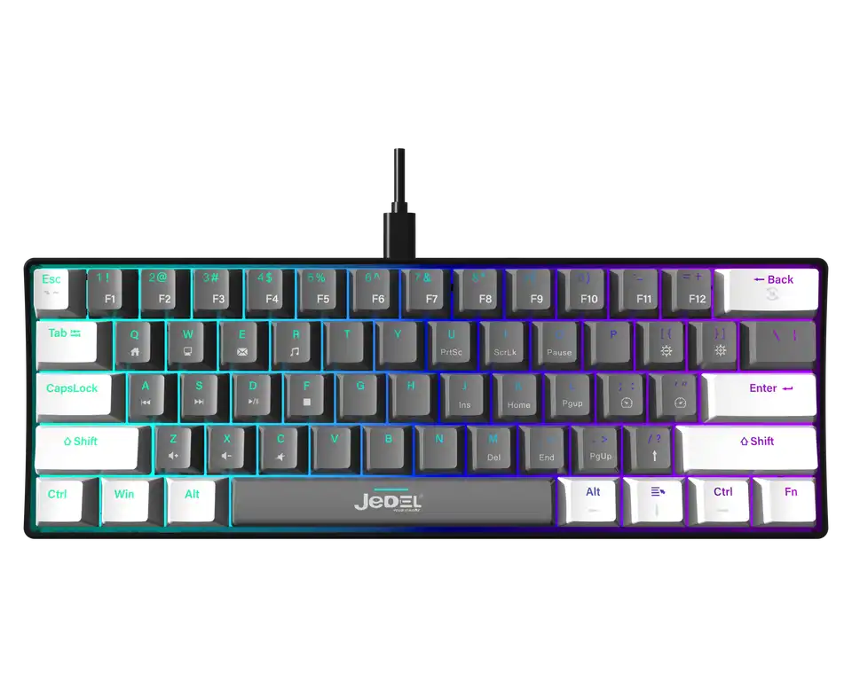 Clavier Mécanique De Jeu Rvb Éclairage Arc-en-ciel, 61 Touches Avec Interface De Type C, Touches Anti-ghosting Blue Switch Kl-69