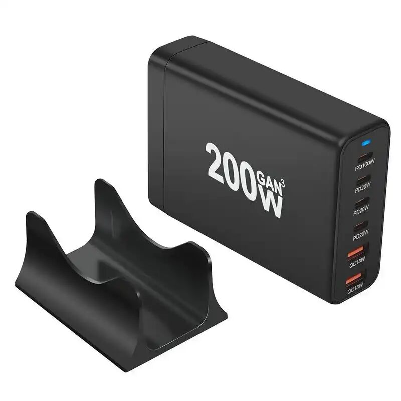 Station De Charge De Bureau Gan 6 Ports Chargeur De Bureau 200w Gan Usb-a X 2 + Usb C X 4 Pd 100w Charge Rapide thumbnail 1