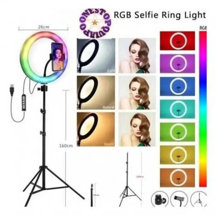 Ring Light Led 33cm Avec Trépied Et Support Téléphone thumbnail 1