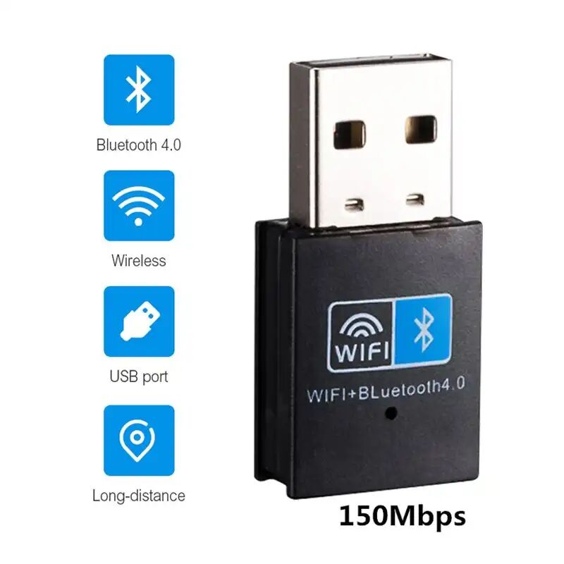 Mini Adaptateur Wifi Usb 150m Avec Bluetooth Carte Réseau Sans Fil Pour Pc