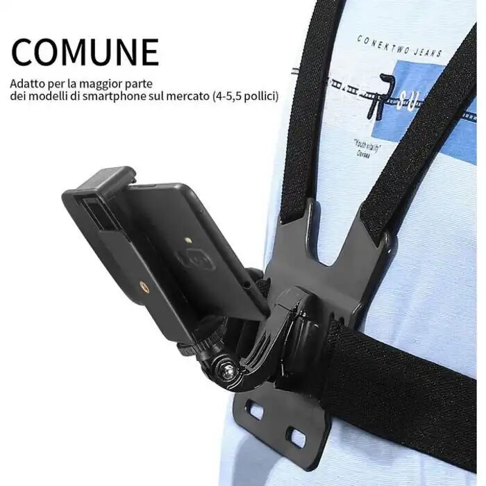 Support De Téléphone Et Gopro Réglable Avec Ceinture De Poitrine Et De Tète thumbnail 4