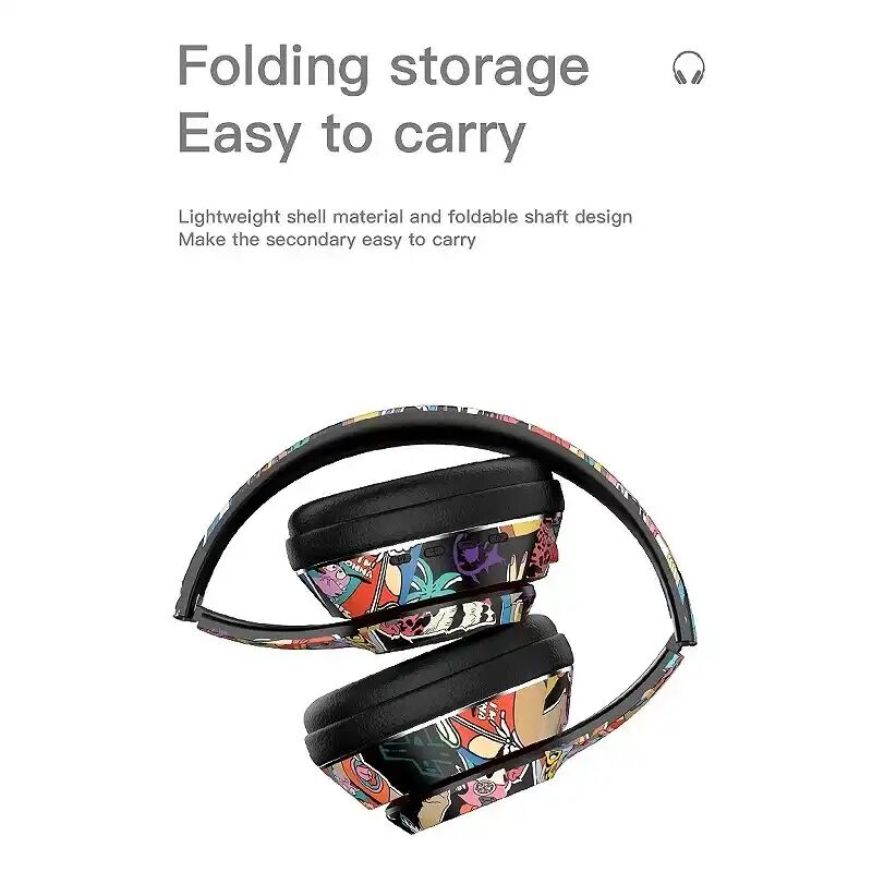 Casque Bluetooth V5.3 Pliable Rgb Avec Carte Tf Et Fm Stéréo Sans Fil