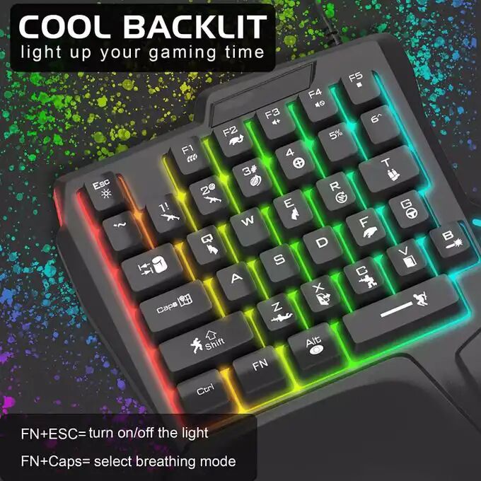 Demi Clavier Gaming K601 Rgb 35 Touches Macros Repose-poignet Usb Anti-ghosting