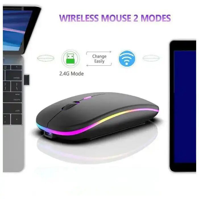 Souris Sans Fil Rgb Bluetooth Et 2.4g Rechargeable Silencieuse thumbnail 3