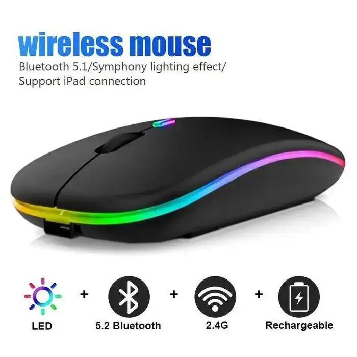 Souris Sans Fil Rgb Bluetooth Et 2.4g Rechargeable Silencieuse thumbnail 4