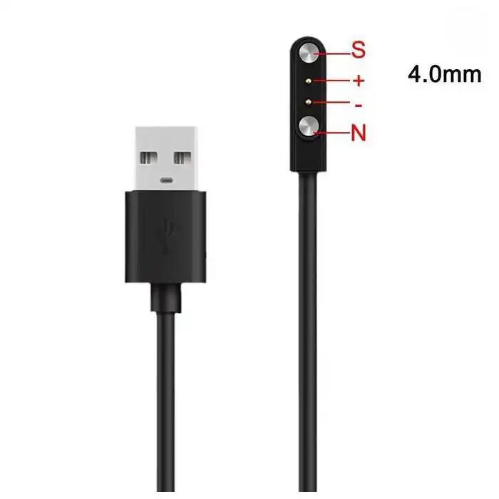 Câble De Charge Magnétique Pour Montre Intelligente, Pour 2 Broches, Distances 4mm, Noir, Nouveaux Câbles De Chargeur Usb Universel thumbnail 3