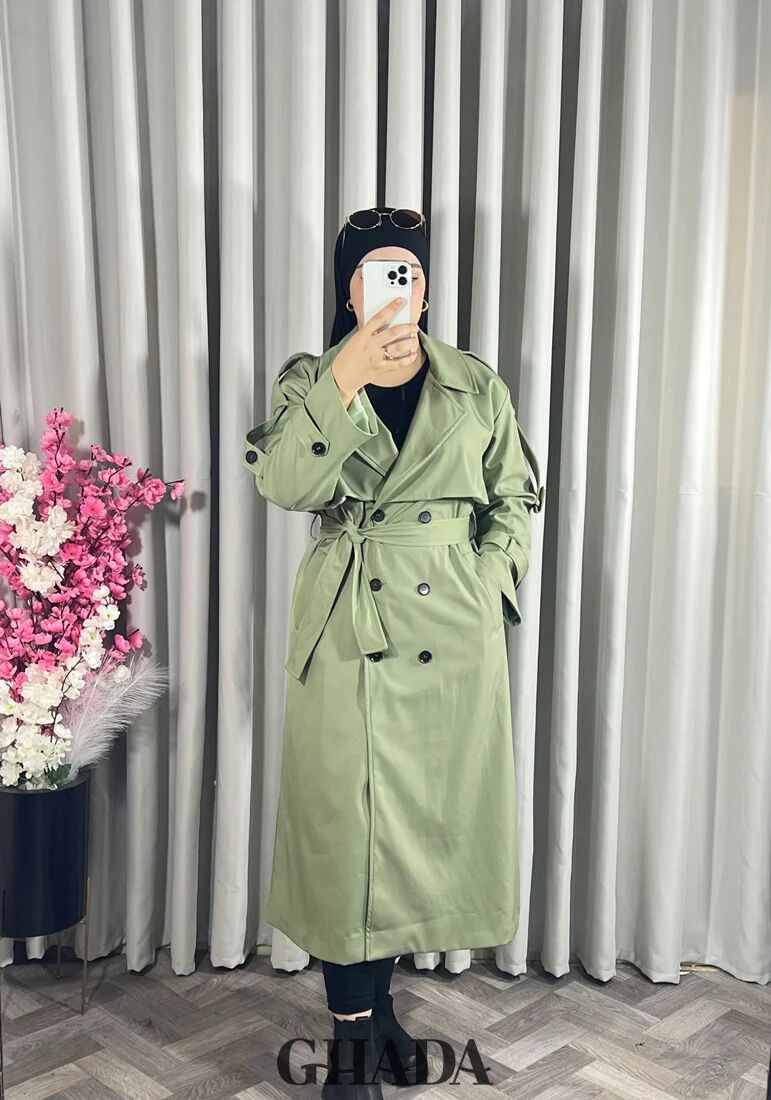 Trench-coat Long En Vert thumbnail 4
