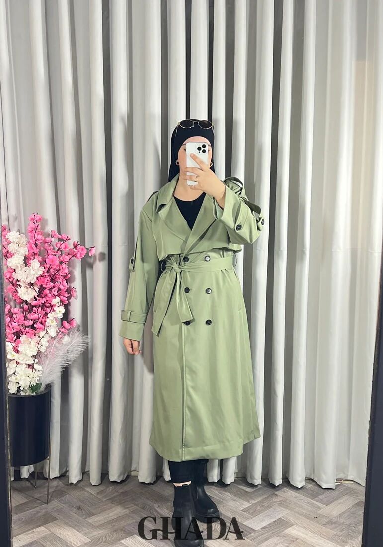 Trench-coat Long En Vert thumbnail 3