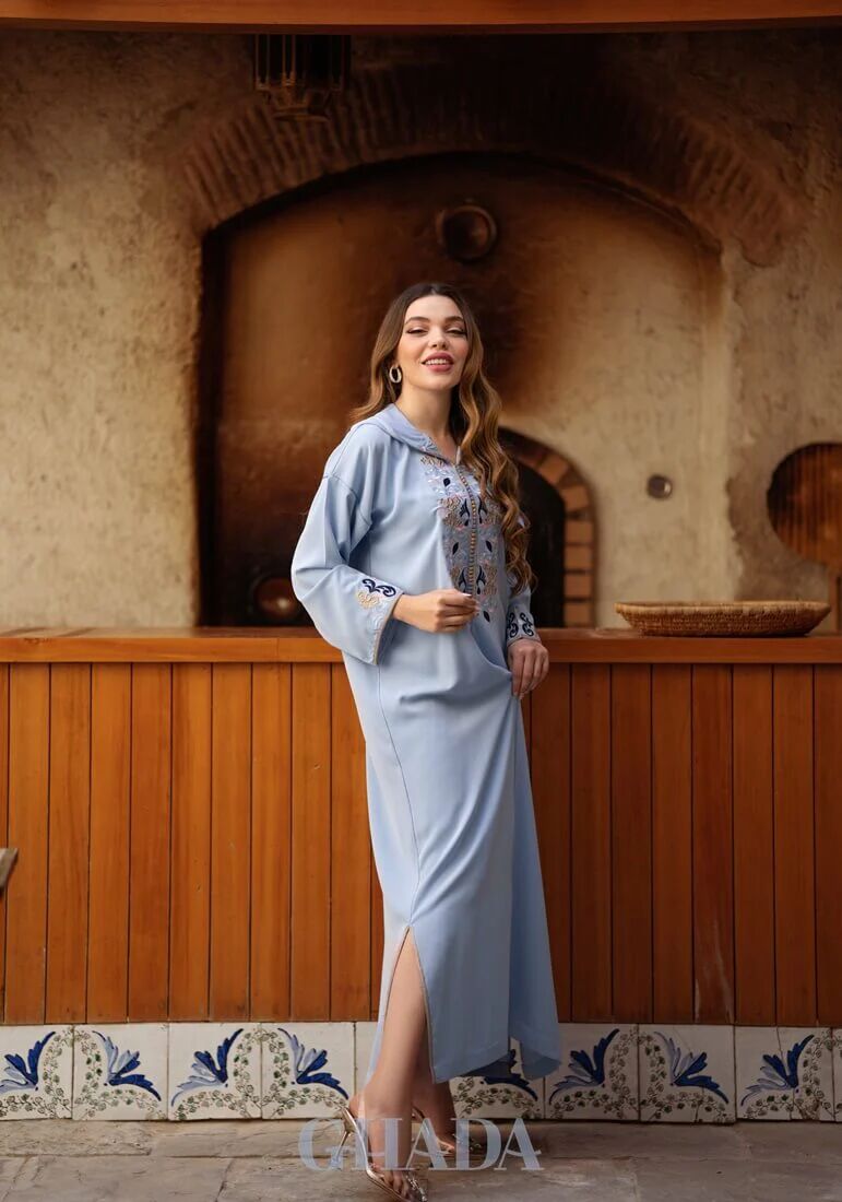 Djellaba Makhzaniya Avec Broderie En Skalli thumbnail 4