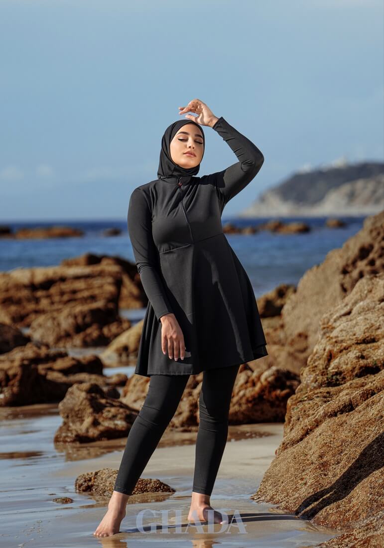 Burkini En 5 Pieces Avec Cache Maillot - Flowers