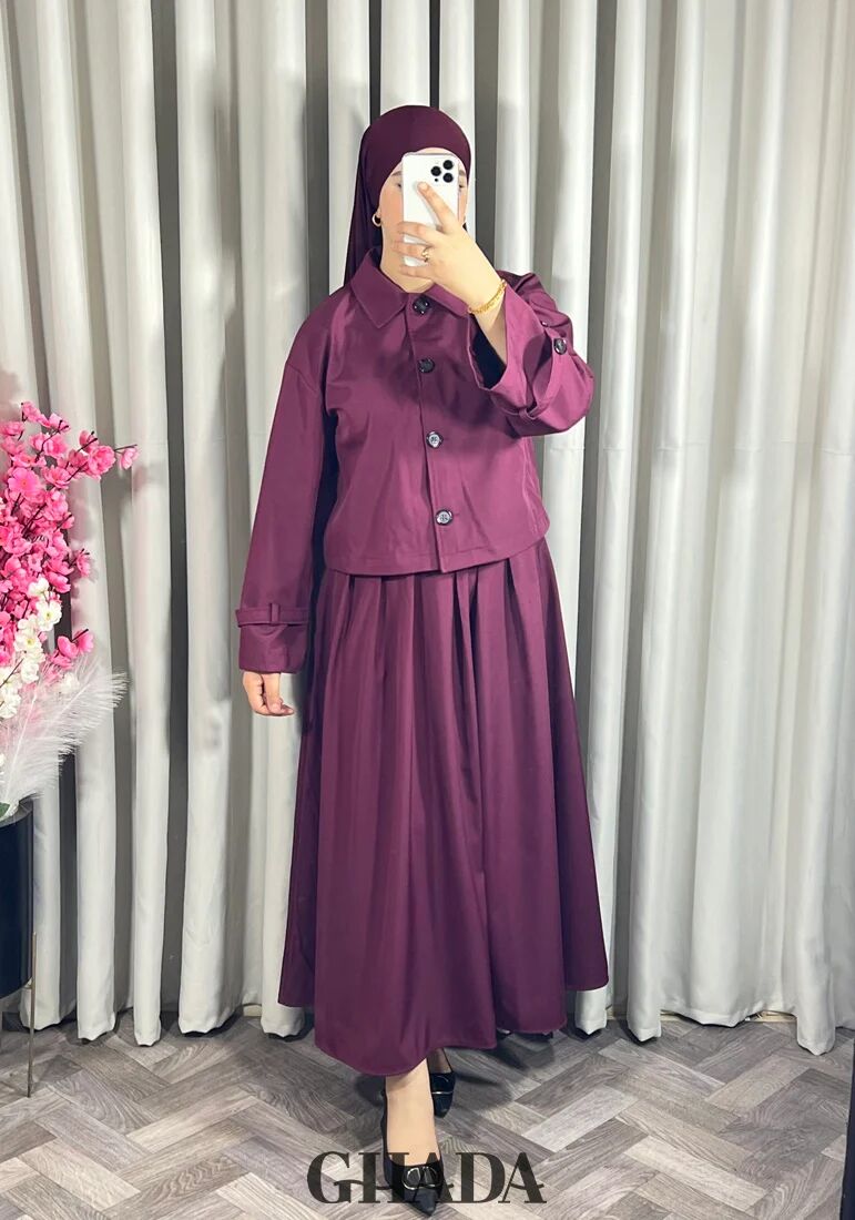 Ensemble Veste Et Jupe Bordeaux thumbnail 4