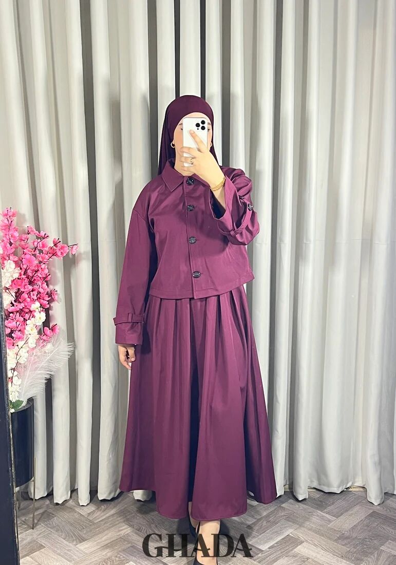 Ensemble Veste Et Jupe Bordeaux thumbnail 2