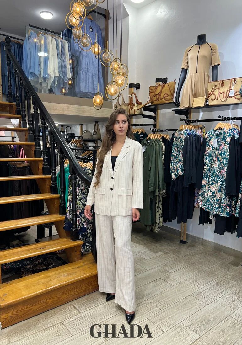 Ensemble Tailleur En Lin À Rayures thumbnail 3