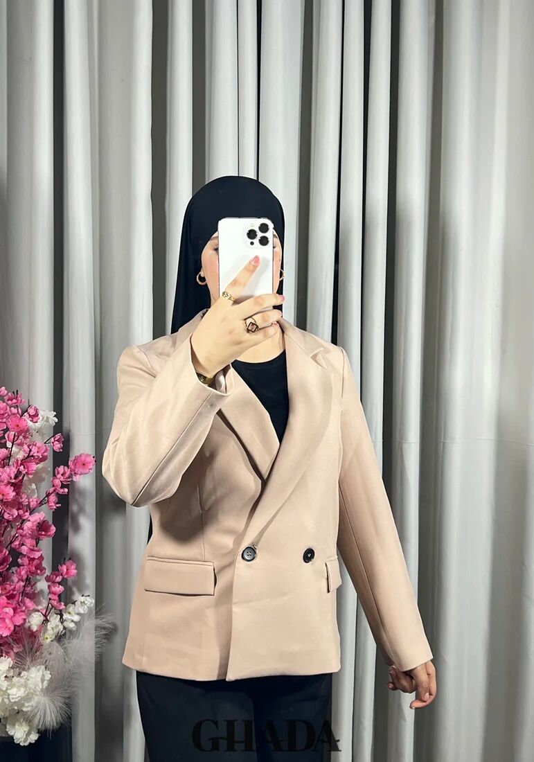 Veste Courte En Beige Sable thumbnail 4