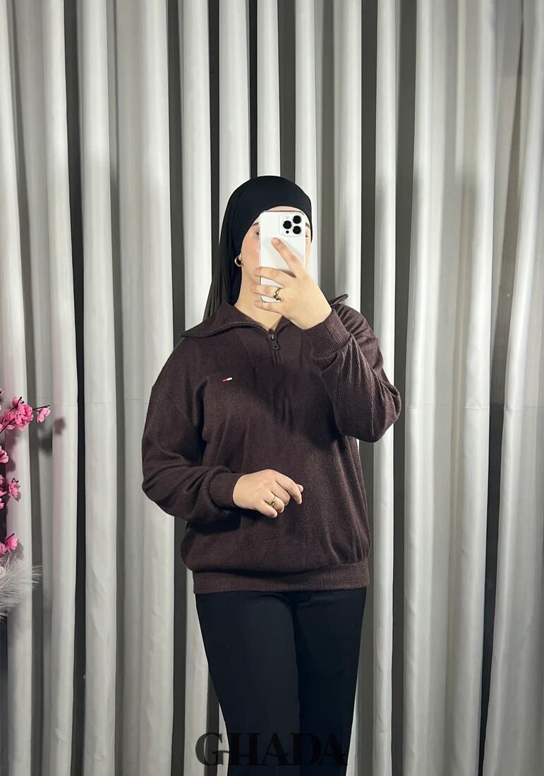 Pull En Maile Douce Zippé À Col En V