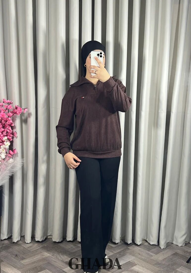 Pull En Maile Douce Zippé À Col En V thumbnail 4