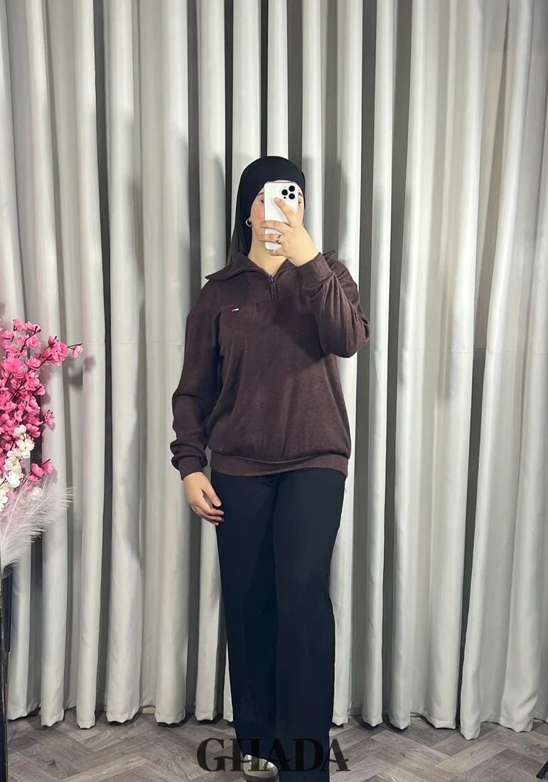 Pull En Maile Douce Zippé À Col En V thumbnail 3