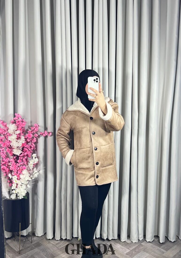 Manteau En Simili Cuir Beige